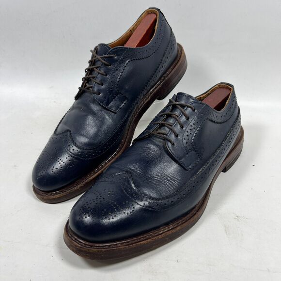 RANCOURT Shoes Mens 9.5D Oxford Leather Dress Longwing Wingtip Blue Maine USA main image 8